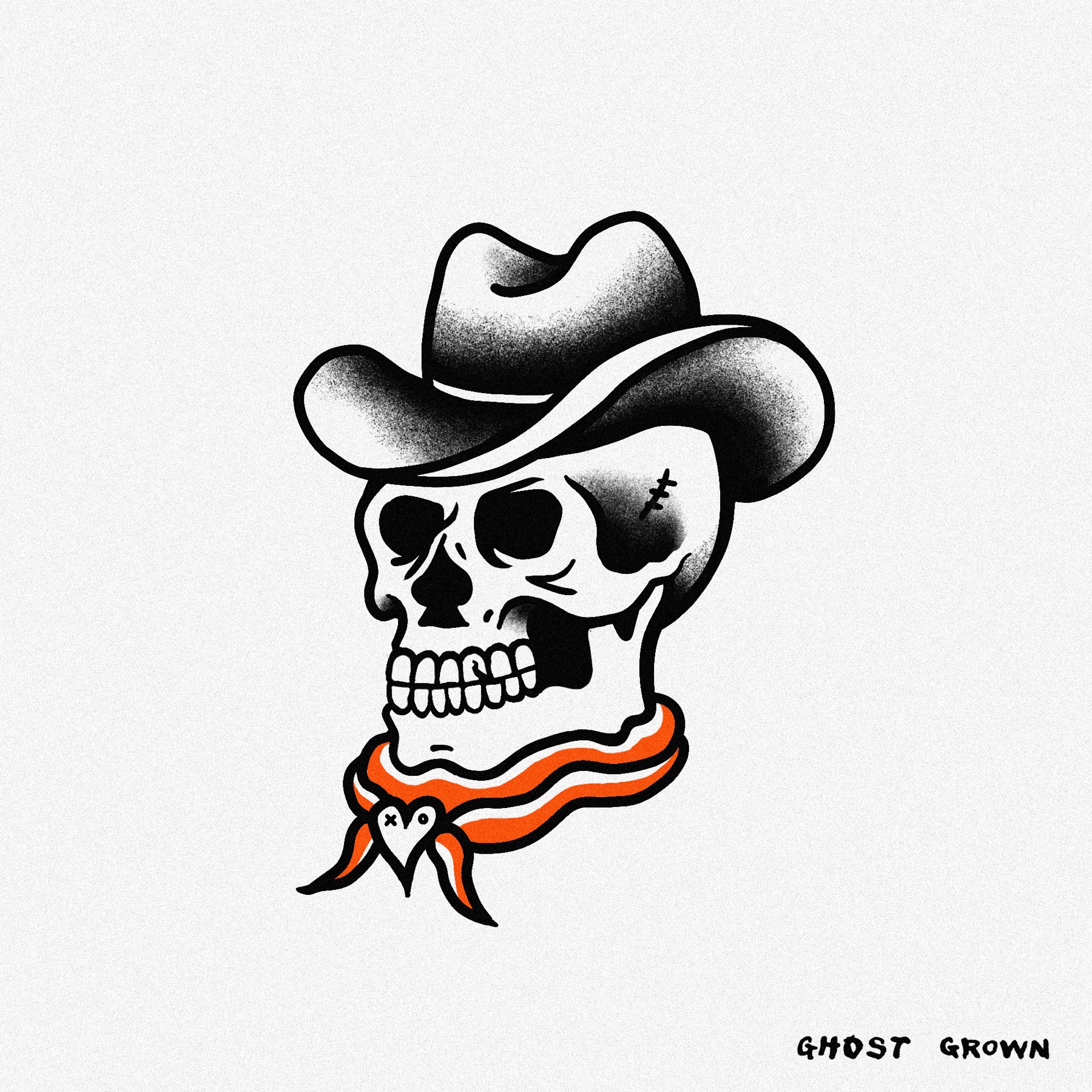 Cowboy Skull tattoo flash